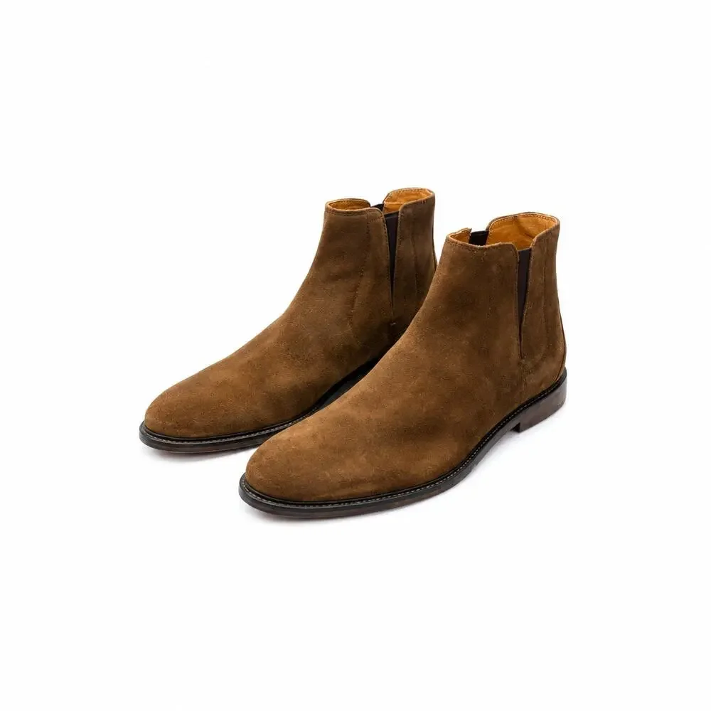John Varvatos Ludlow Chelsea Boots 10.5 Brown Suede Italy MSRP $798 Leather